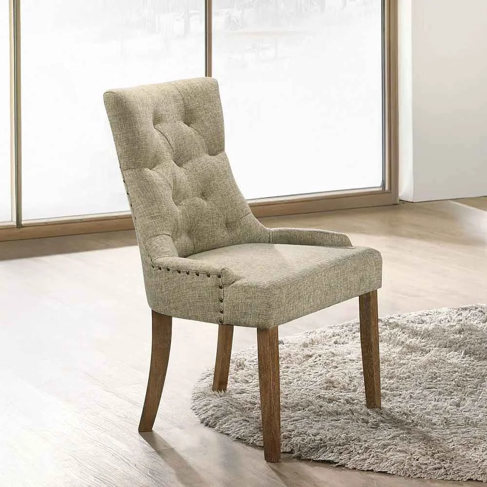 Consistent Yotam – Side Chair Set of 2 – Beige Fabric amp Salvaged Oak Professional