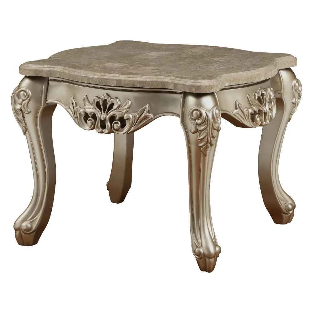 Premium Material Ranita – End Table – Marble Top amp Champagne Innovative