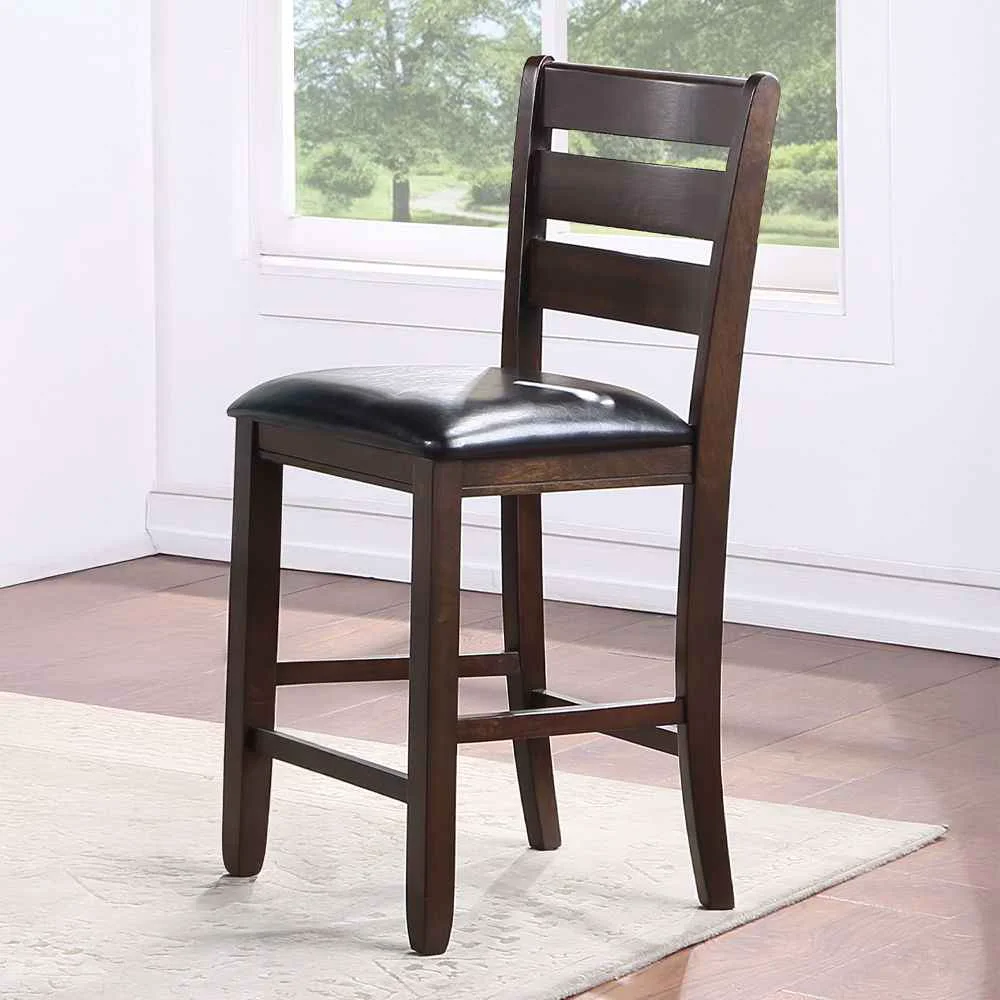 Stylish Urbana – Counter Height Chair Set of 2 – Black Synthetic Leather amp Espresso Premium