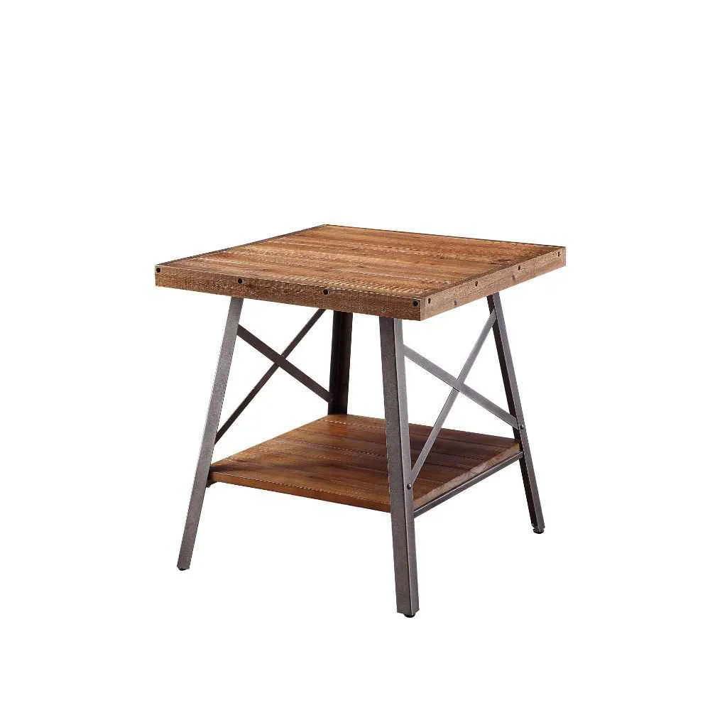 Superior Ikram – End Table Set of 2 – Weathered Oak amp Sandy Black Soft