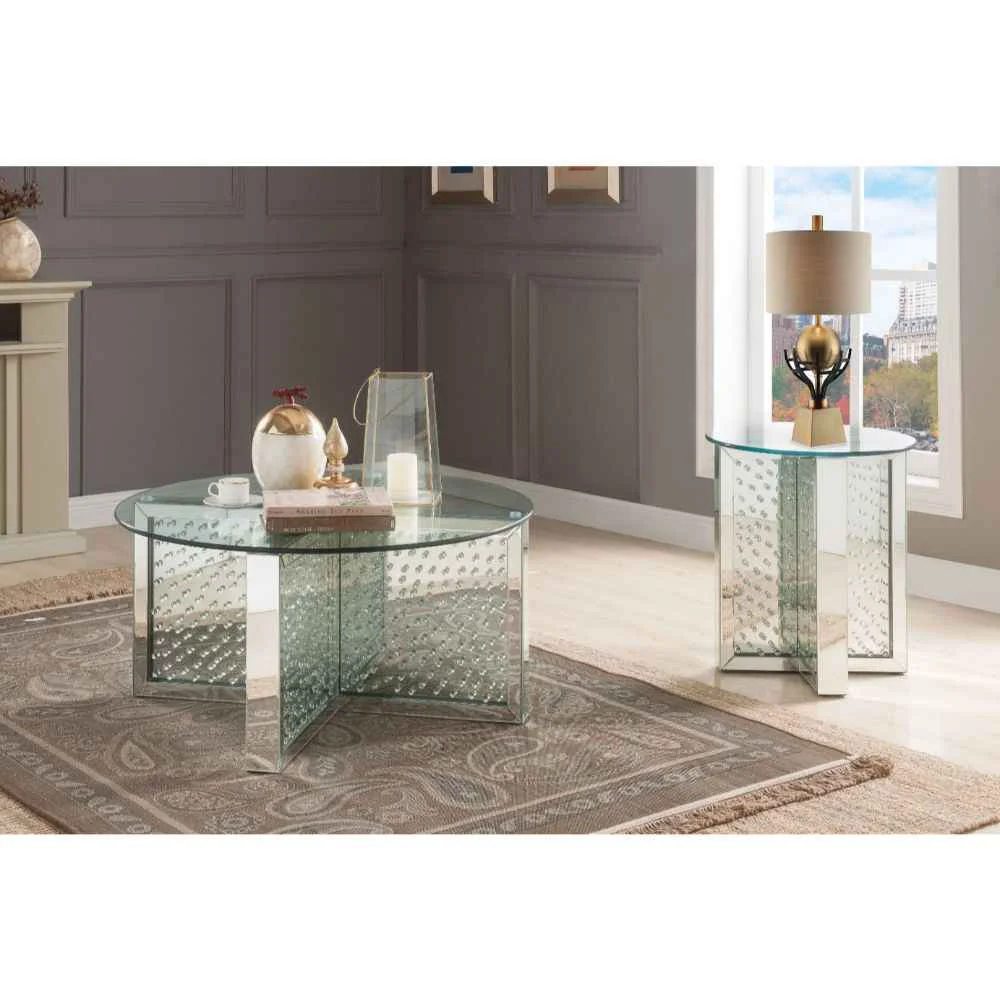 Solid Nysa – Coffee Table – Mirrored amp Faux Crystals Classic