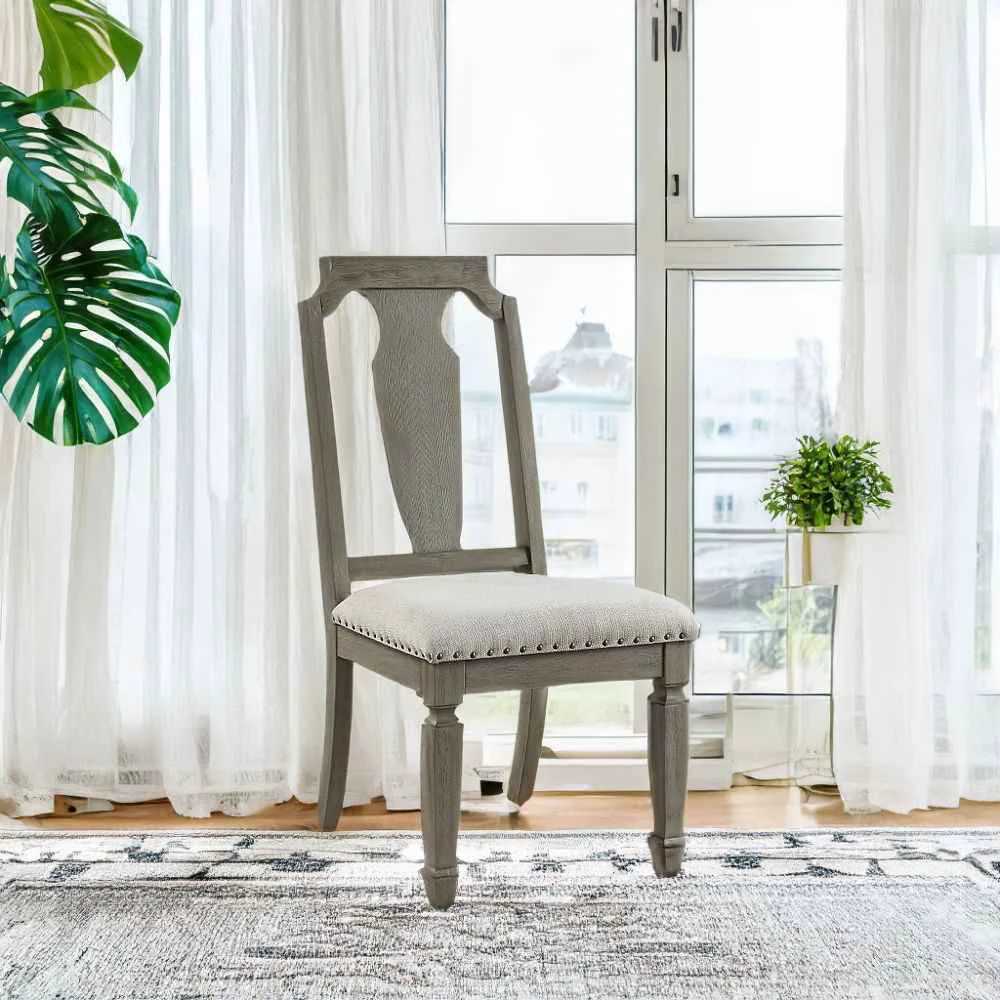 Secure Zumala – Side Chair Set of 2 – Beige Linen amp Weathered Oak Effective