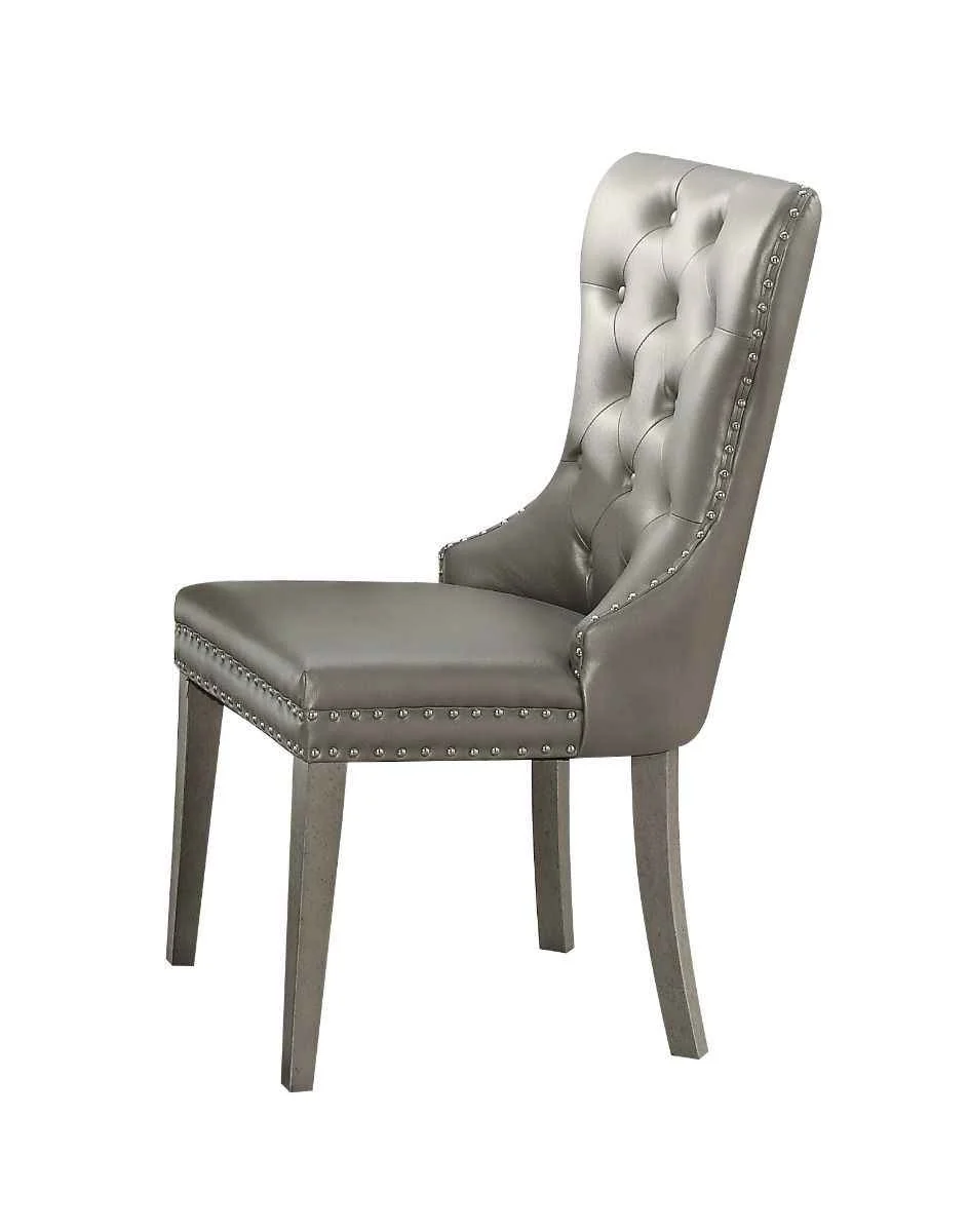 Dependable Kacela – Side Chair Set of 2 – Champagne Synthetic Leather amp Champagne High-Grade