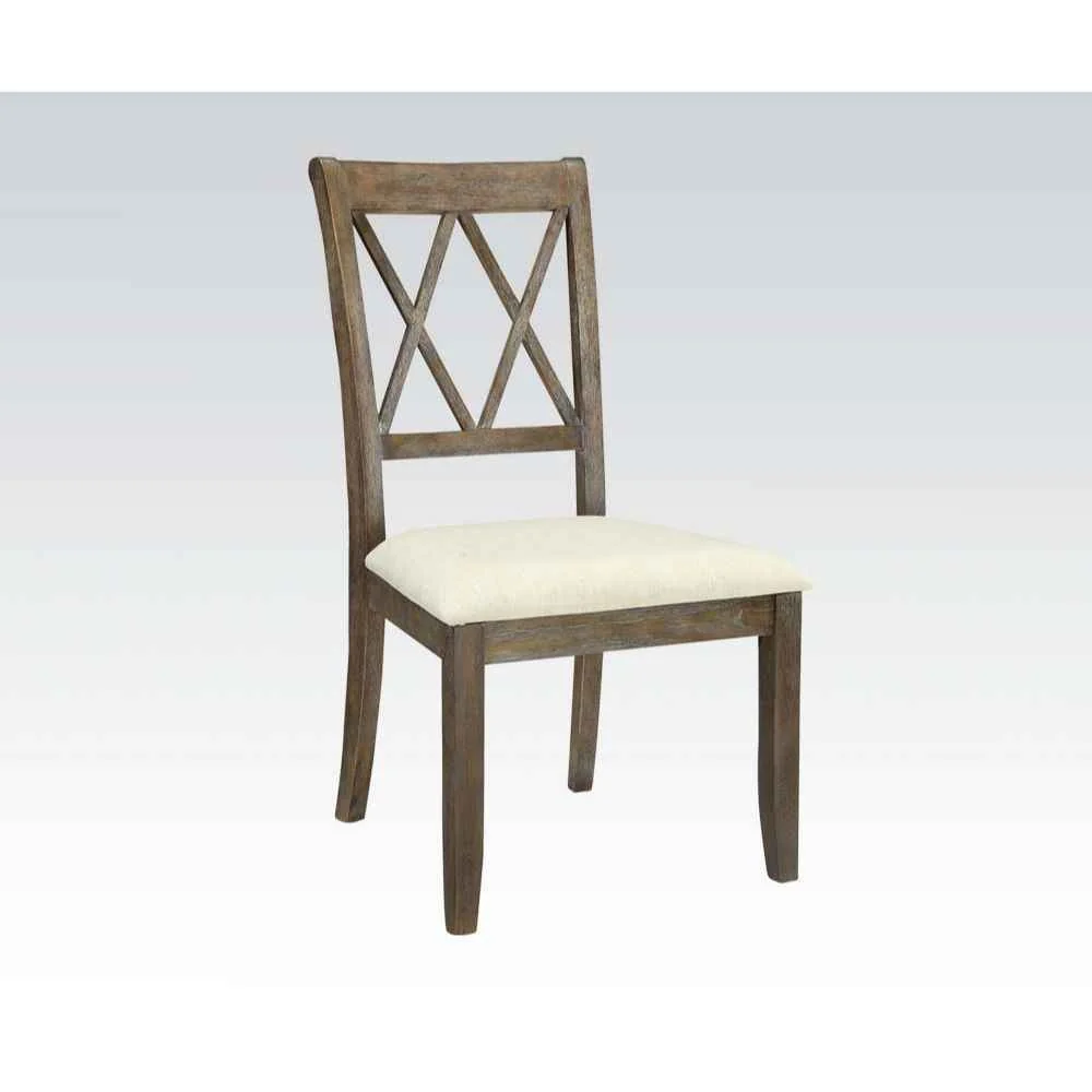 Official Claudia – Side Chair Set of 2 – Beige Linen amp Salvage Brown Practical