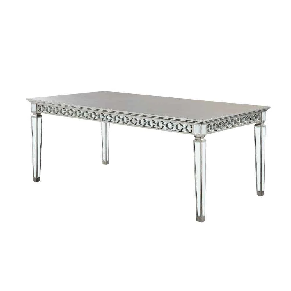 Stylish Varian – Dining Table – Mirrored amp Antique Platinum Breathable