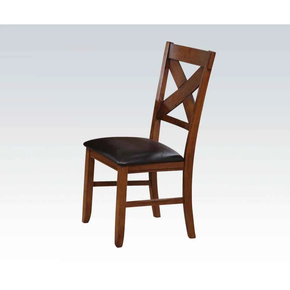 High-Grade Apollo – Side Chair Set of 2 – Espresso Synthetic Leather amp Walnut Minimalist