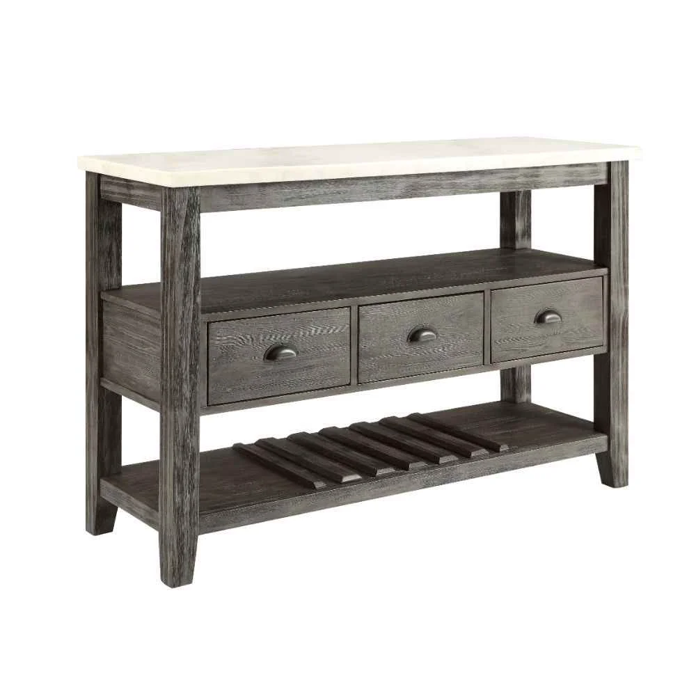 Elegant Merel – Server – White Marble Top amp Gray Oak Exclusive