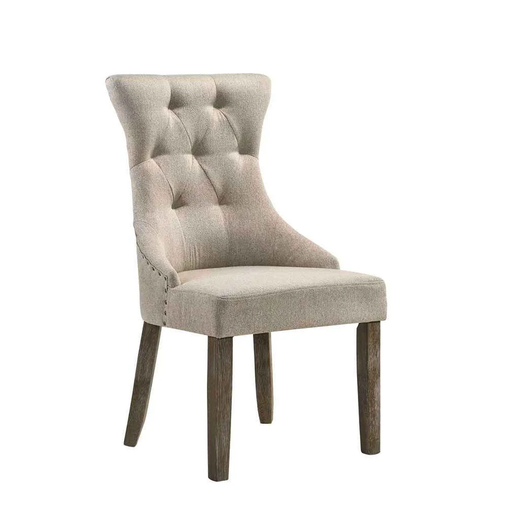 Casual Gabrian – Side Chair Set of 2 – Two-Tone Beige Fabric amp Reclaimed Gray Sustainable