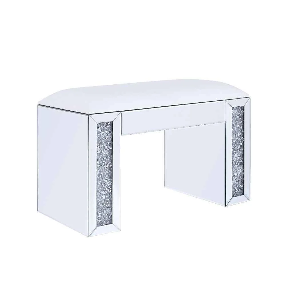 Advanced Noralie – Vanity Stool – Synthetic Leather Mirrored amp Faux Diamonds Carefully Designed