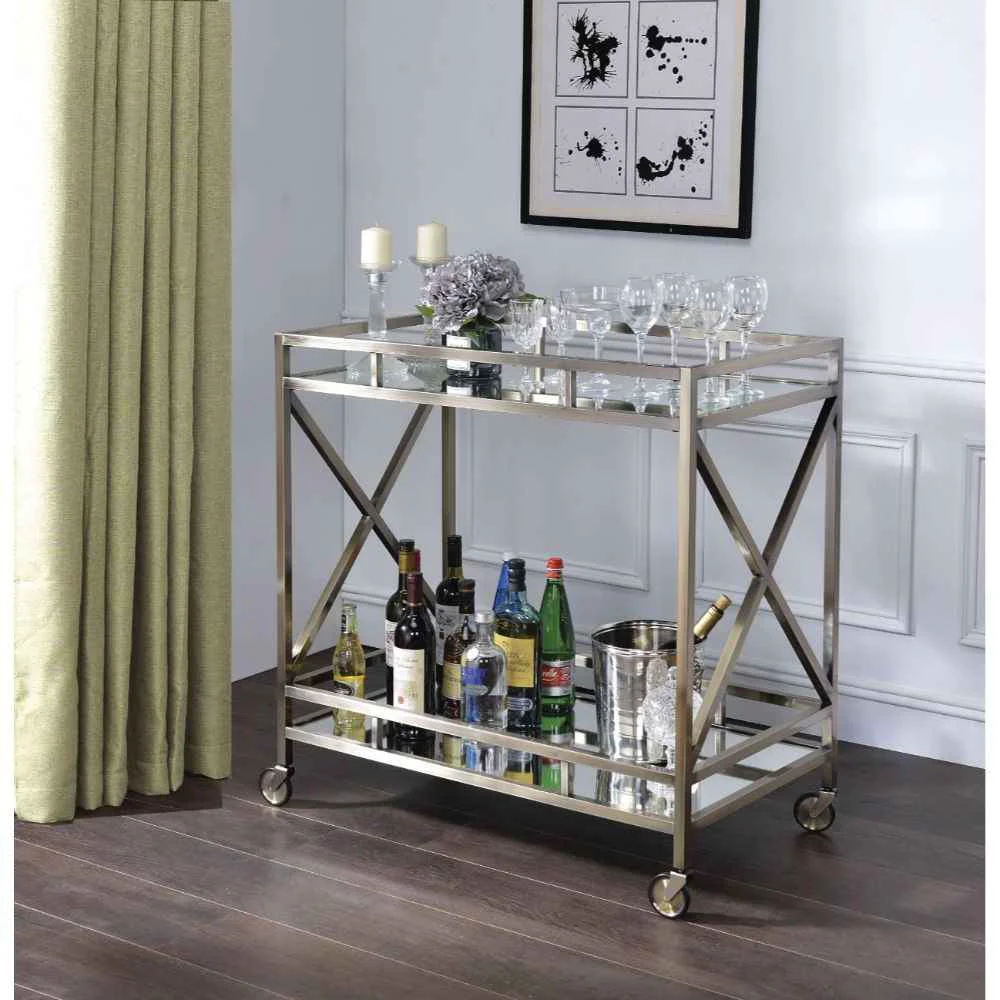 Sustainable Kristensen – Serving Cart – Mirrored amp Antique Gold Stylish