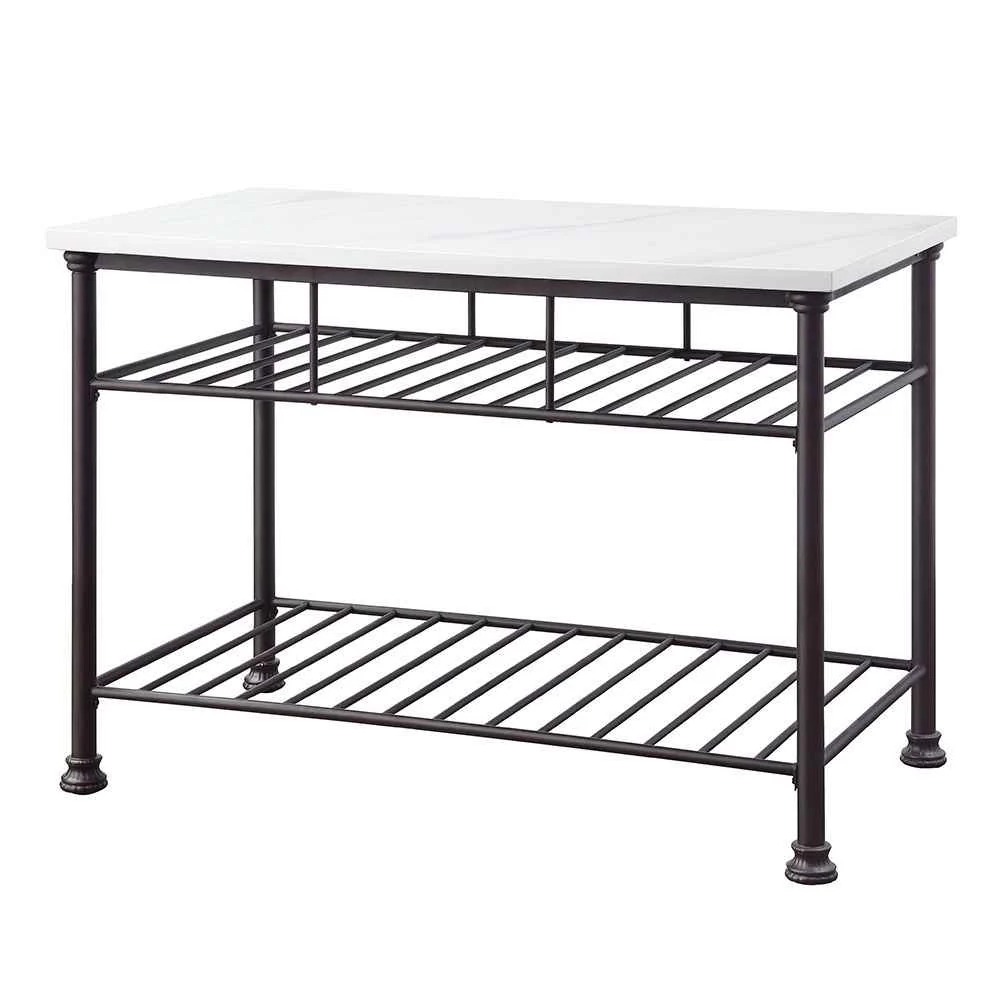 Optimized Freyja – Kitchen Island – White Cultured Marble Top amp Gray Comfortable
