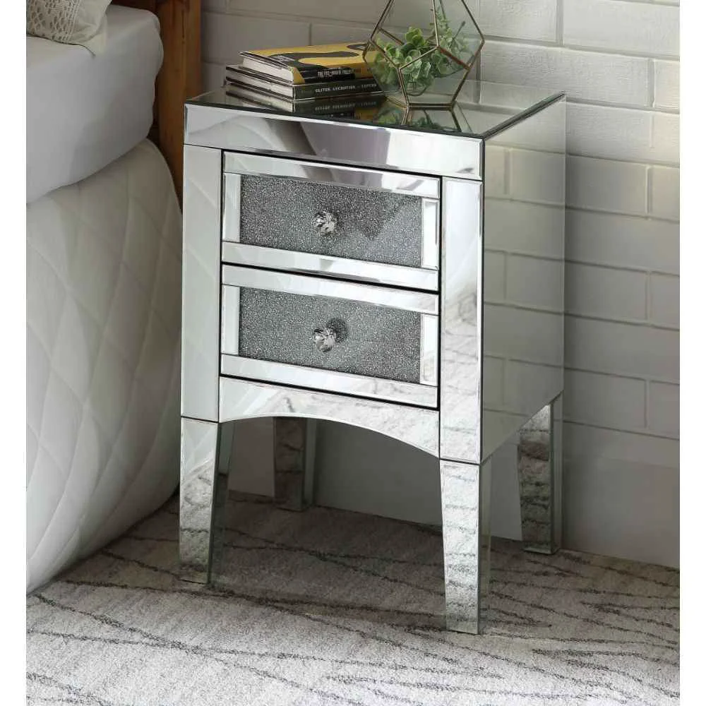 Exclusive Noralie – 24 quot Accent Table – Mirrored Faux Diamonds Stylish