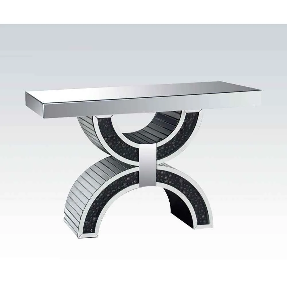 Elite Nysa – Console Table With Faux Crystals – Mirrored Pure