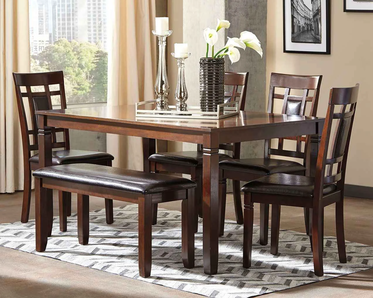 Advanced Bennox – Dining Room Table Set Set of 6 – Brown High-Quality