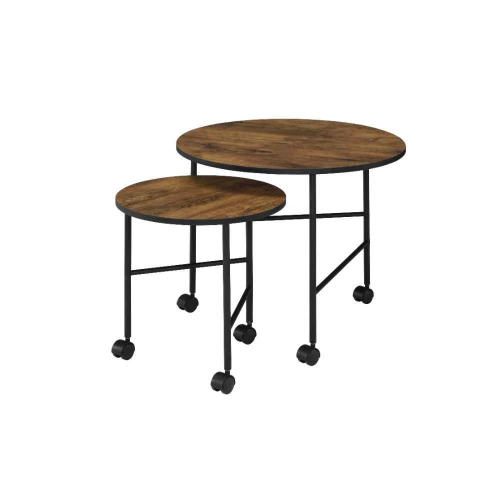Expertly Made Oblis – Nesting Table Set – Vintage Oak Solid