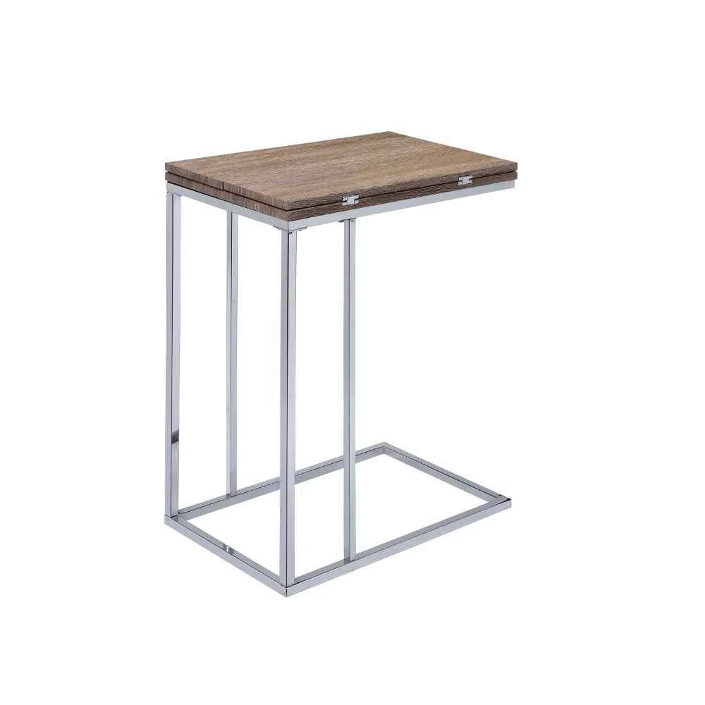 Enhanced Danson – Accent Table – Weathered Oak amp Chrome Convenient