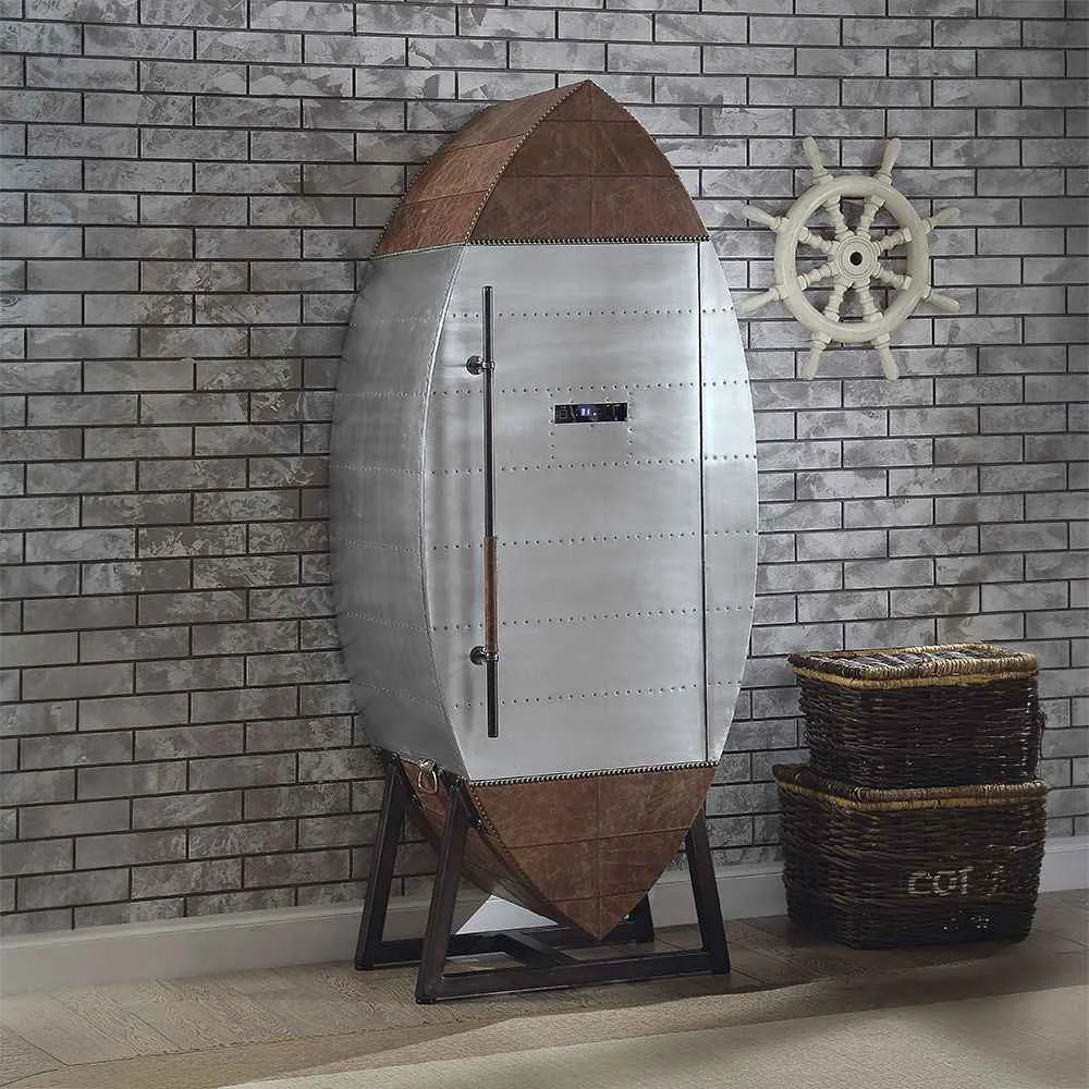 World-Class Brancaster – Wine Cooler – Retro Brown Top Grain Leather amp Aluminum Exclusive