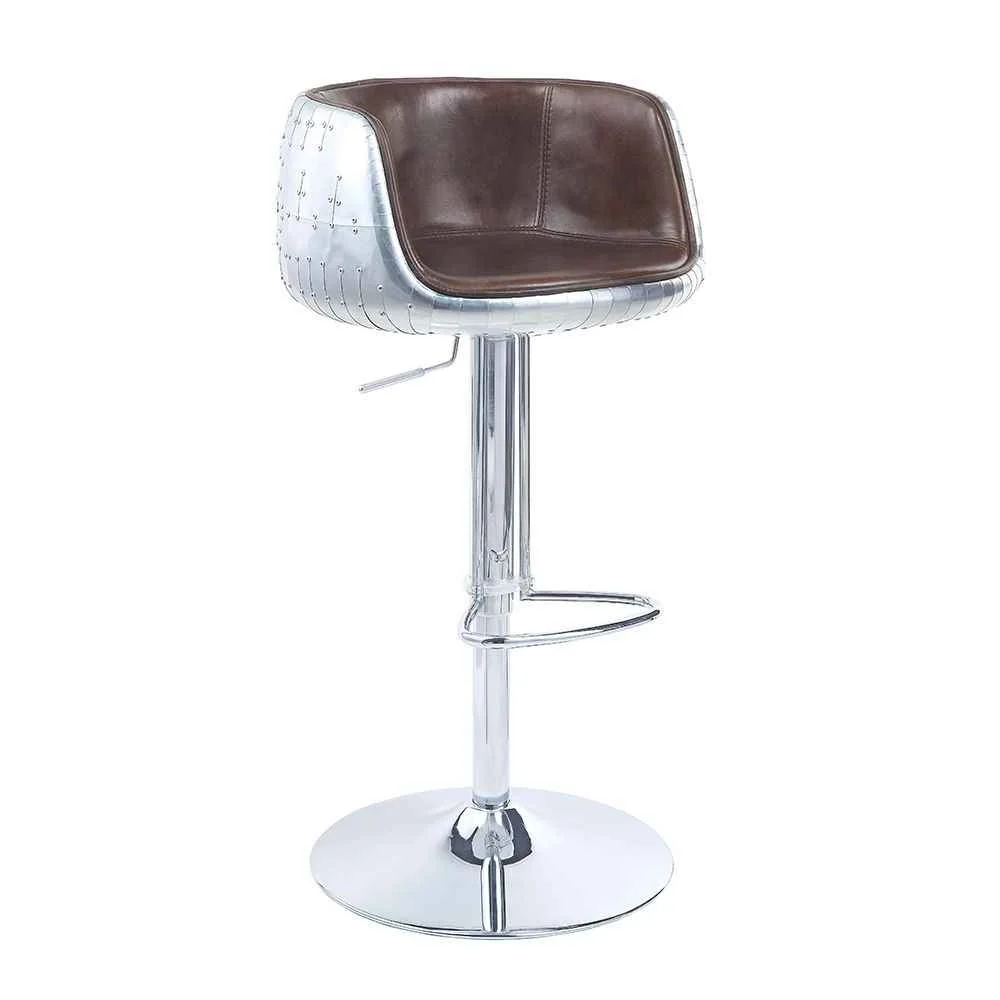 Practical Brancaster – 41 quot Adjustable Stool With Swivel – Vintage Brown Top Grain Leather amp Aluminum Stylish
