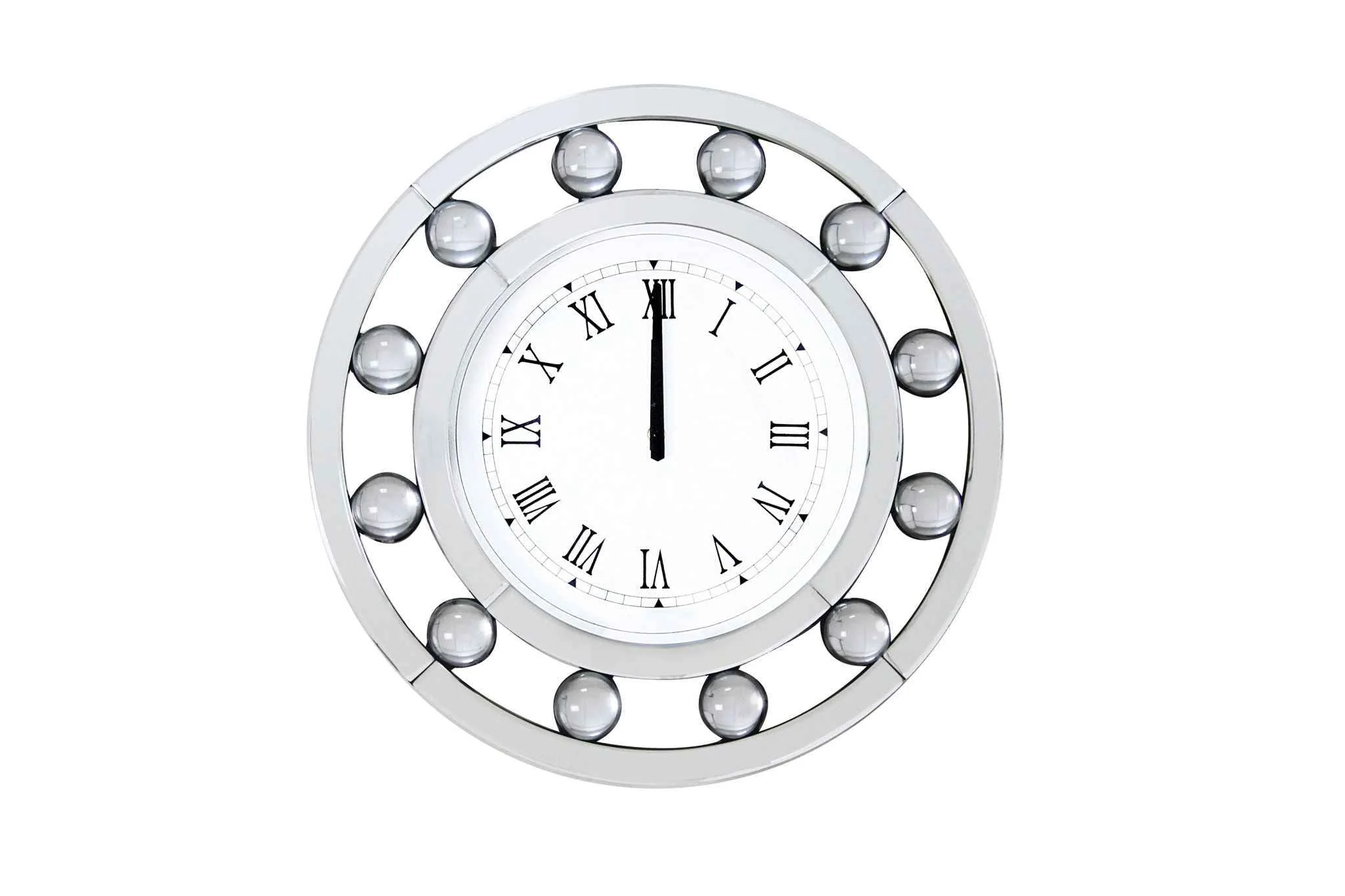 Selected Boffa – Geometric Pattern Trim Round Wall Clock – Mirrored Efficient