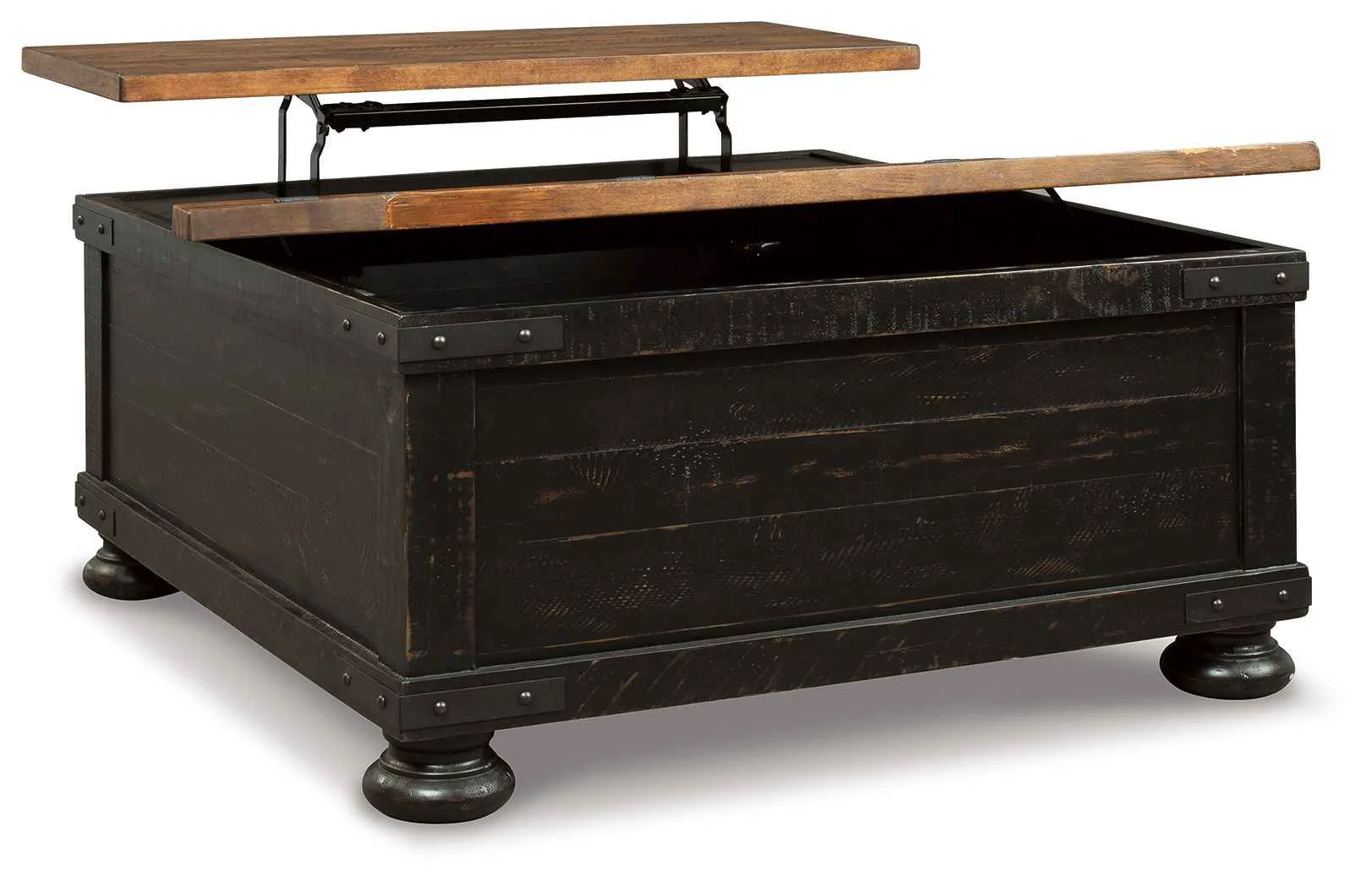 Contemporary Valebeck – Lift Top Cocktail Table – Black Brown Safe