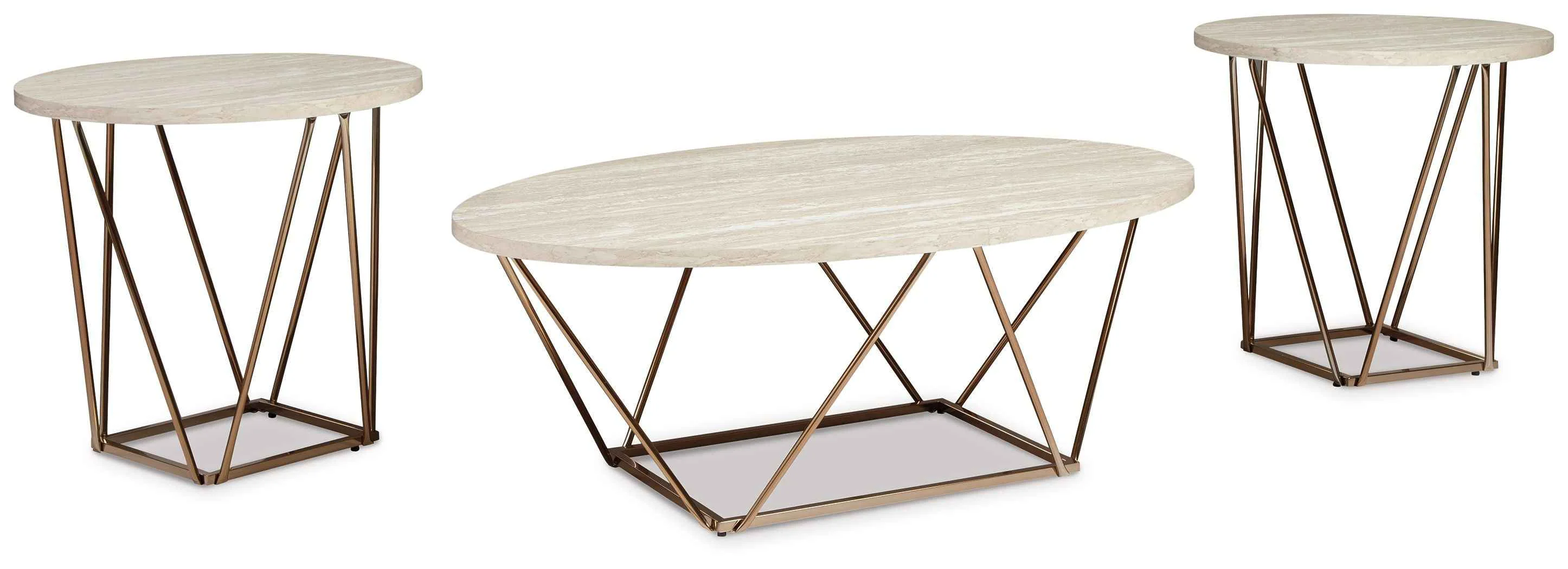 Consistent Tarica – Occasional Table Set Set of 3 – White Metallic Exceptional