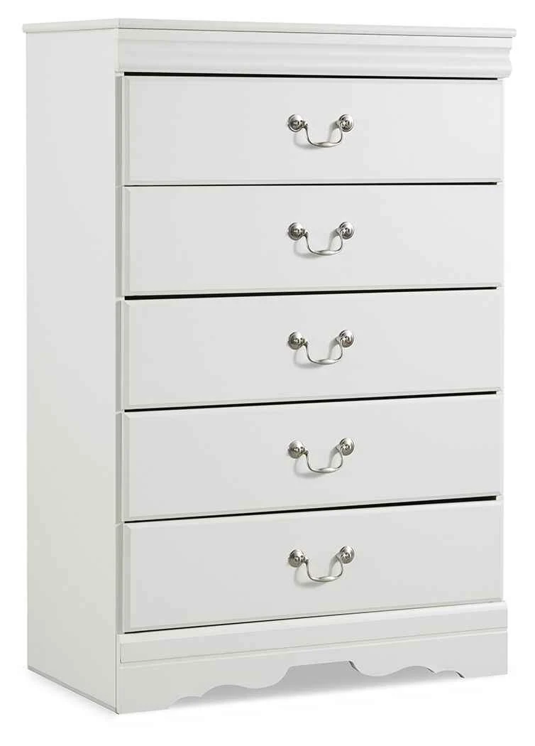 Green Anarasia – Five Drawer Chest – White Comfortable