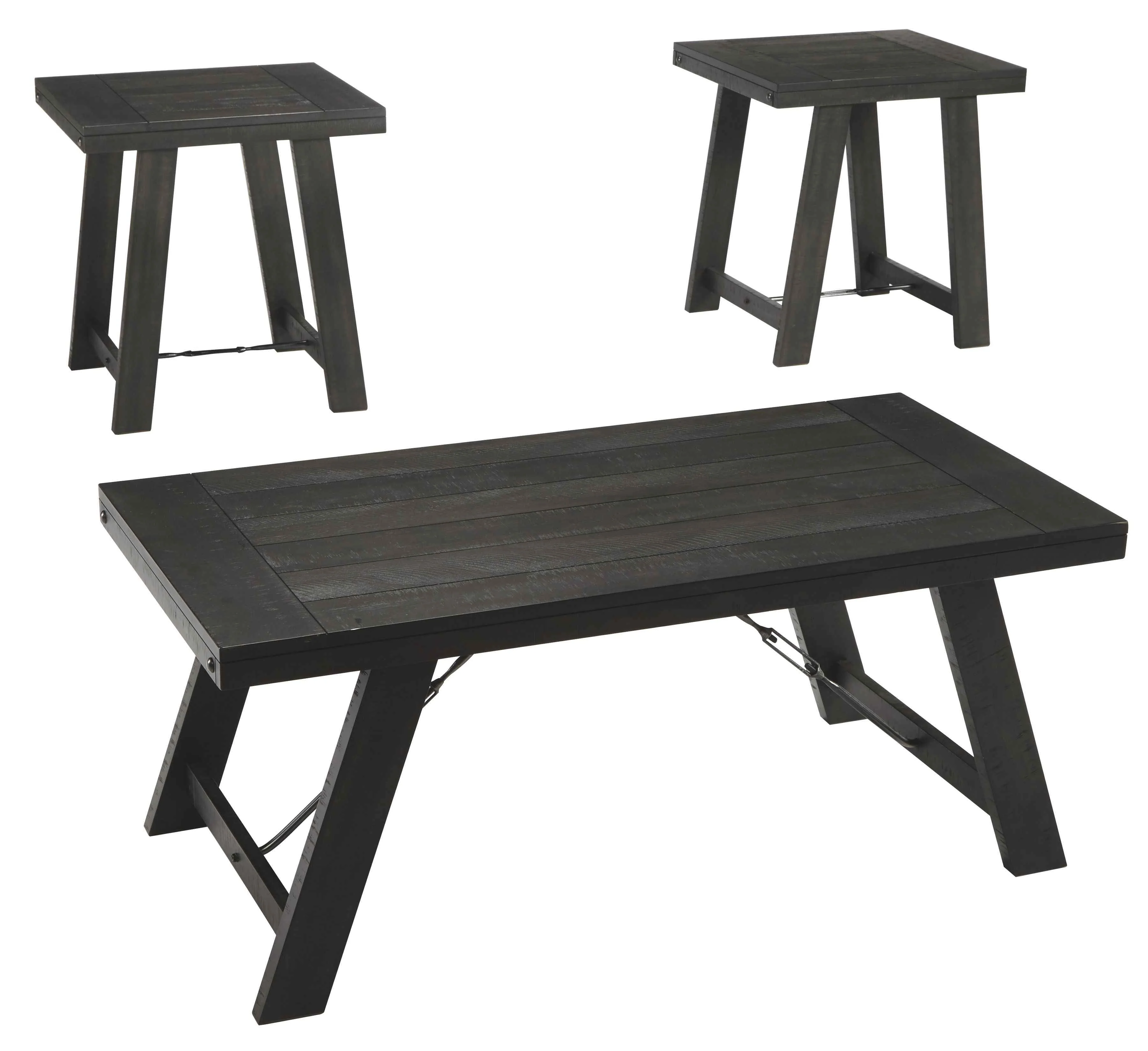 Smooth Noorbrook – Occasional Table Set Set of 3 – Black Pewter Quality