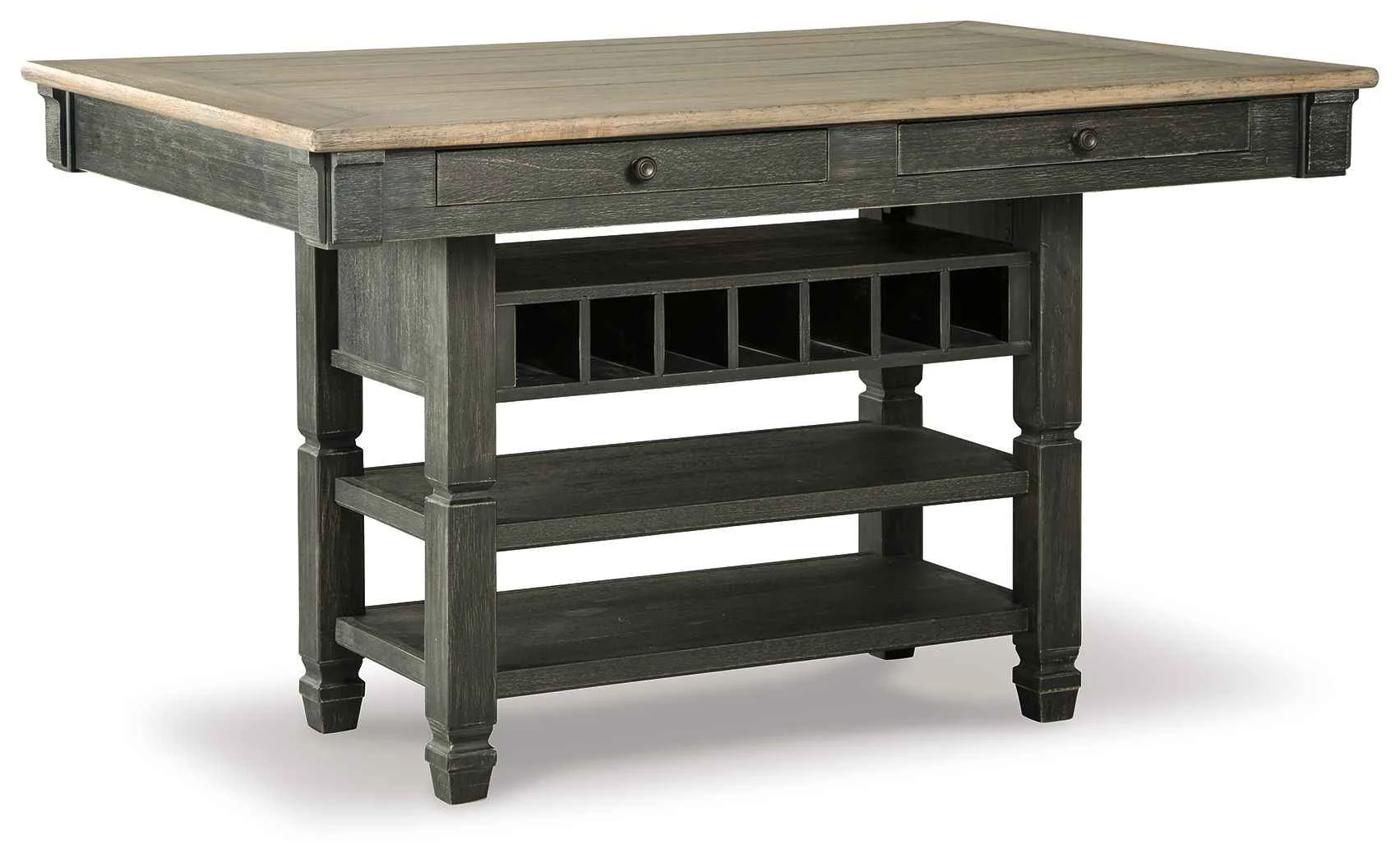 High-Performance Tyler Creek – Rectangular Dining Room Counter Table – Black Gray Smooth
