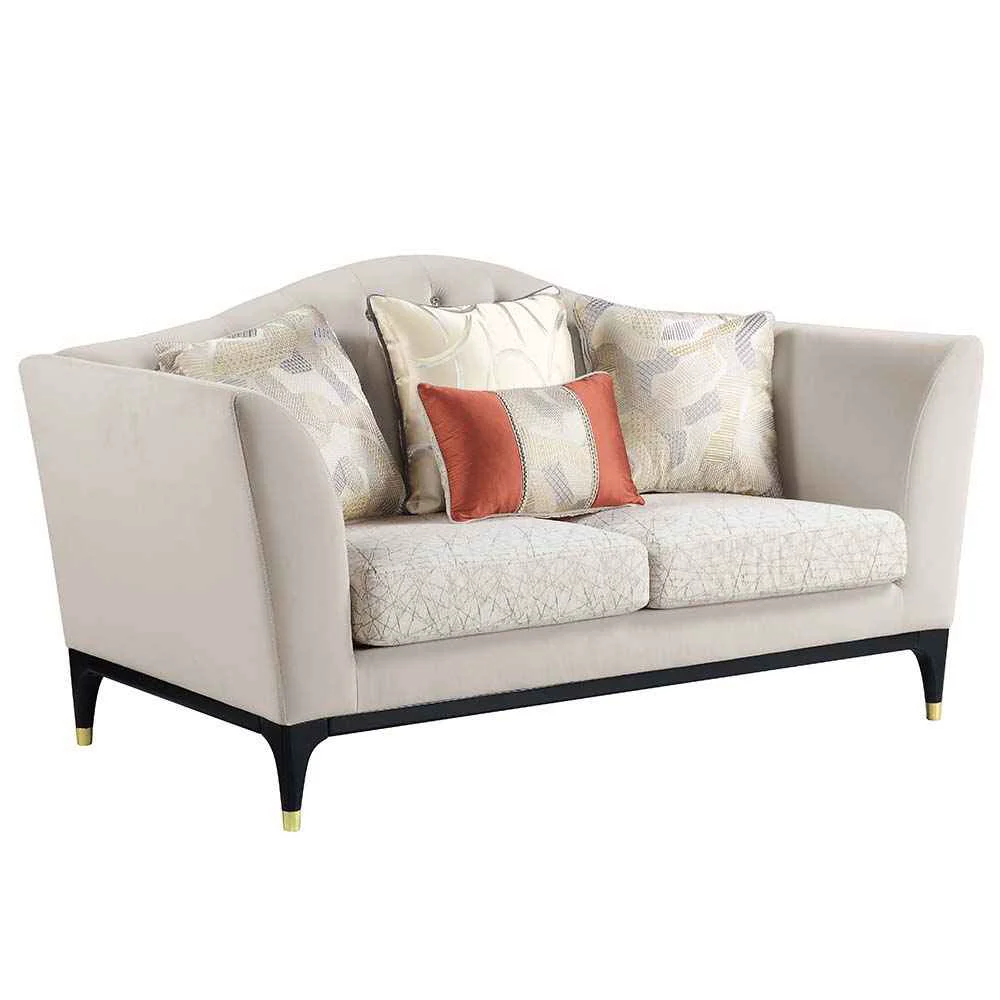 Healthy Tayden – Loveseat With 4 Pillows – Beige Velvet Convenient