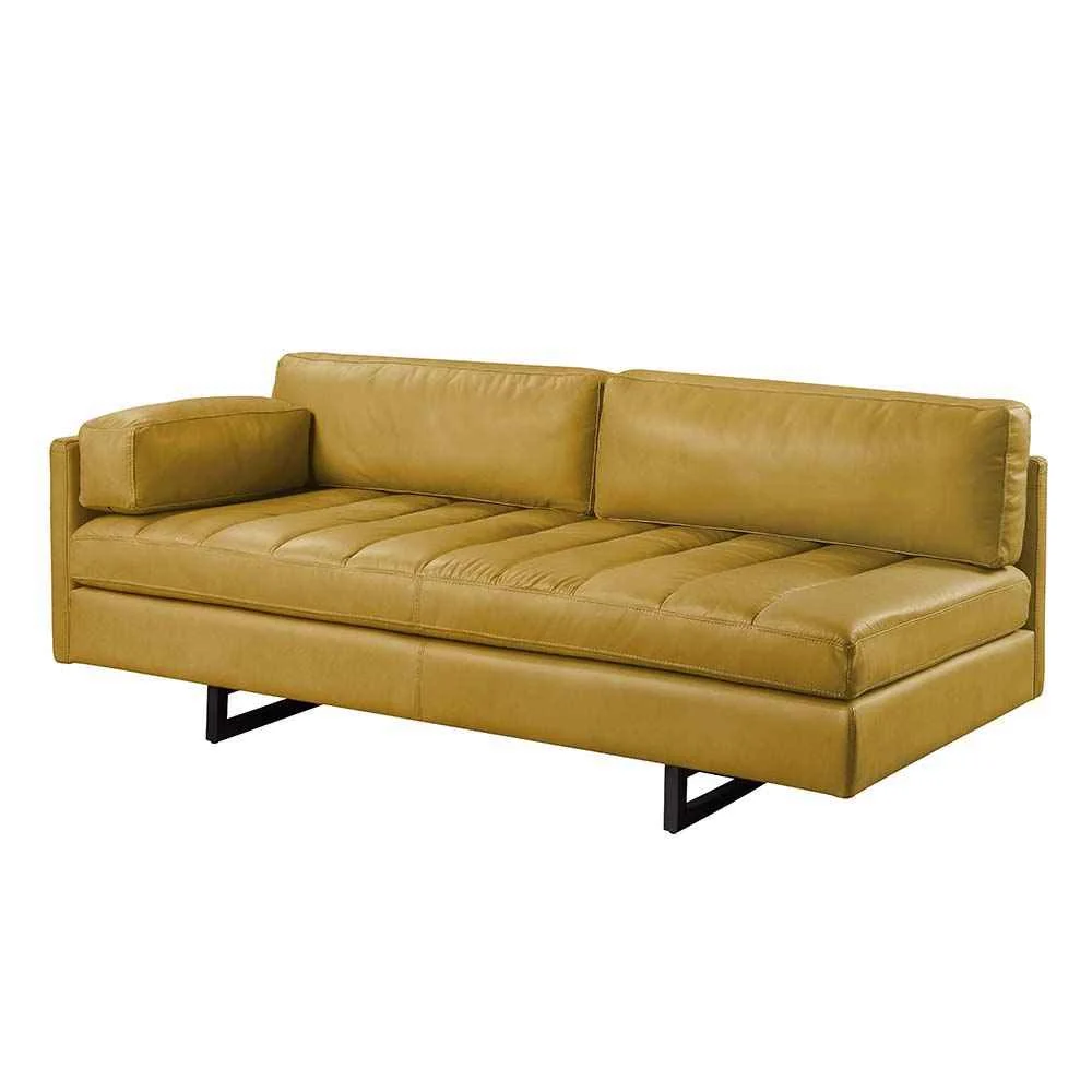 Eco-Friendly Radia – Sofa With Pillow – Turmeric Top Grain Leather Fine Crafted