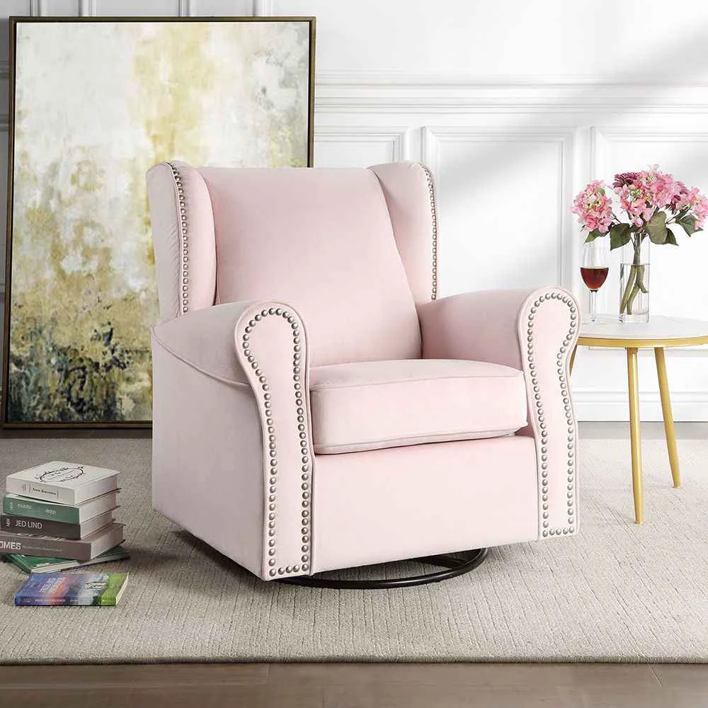 User-Friendly Tamaki – Swivel Chair With Glider – Pink Fabric Enhanced