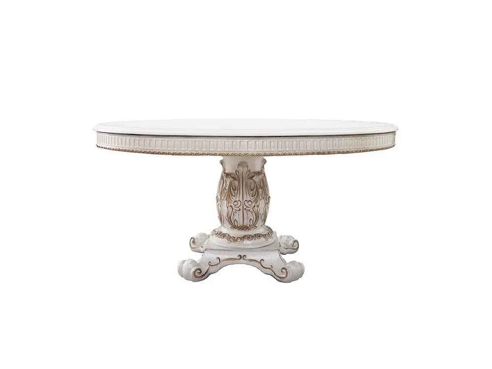 Selected Vendome – 76 quot Round Dining Table With Pedestal Base – Antique Pearl Functional