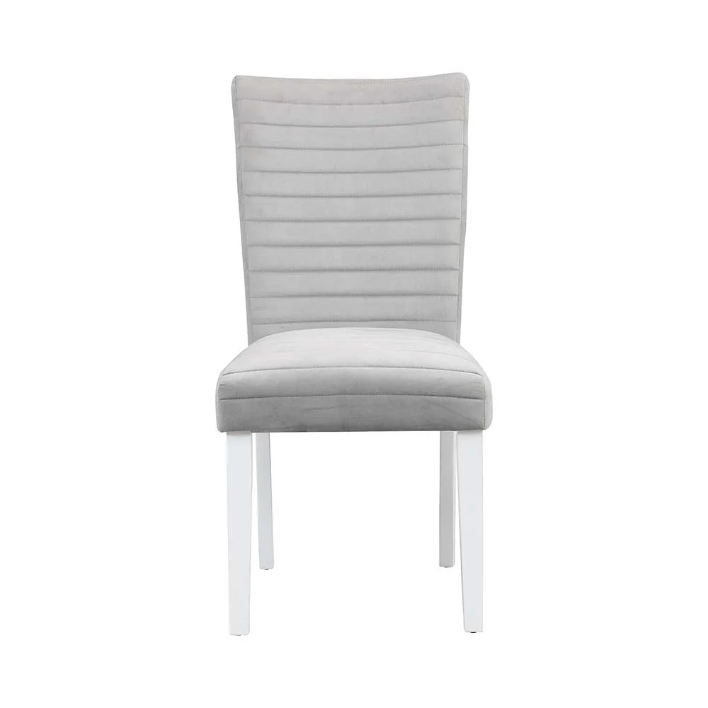 Outstanding Elizaveta – Side Chair Set of 2 – Gray Velvet amp White High Gloss Premium