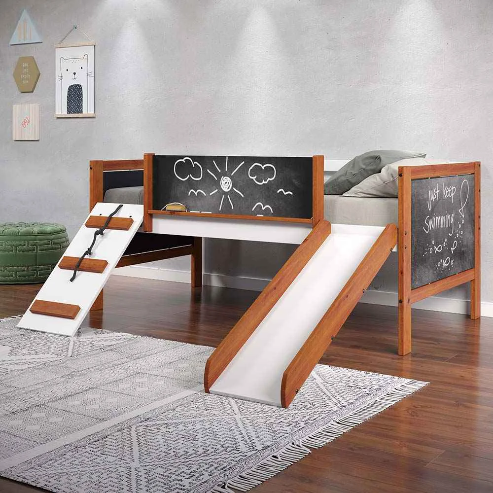 Green Aurea – Twin Loft Bed With Slide – Cherry Oak amp White Crafted