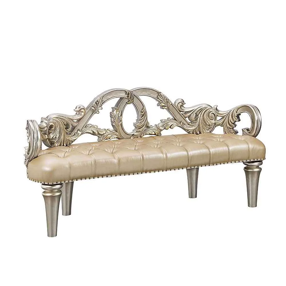Premium Material Danae – Bench – Champagne Synthetic Leather amp Gold Lightweight