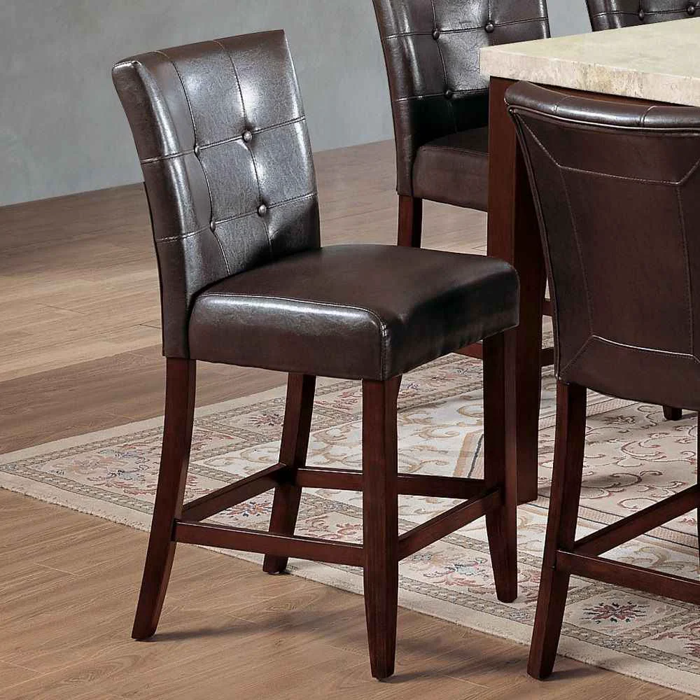 Superior Britney – 20 quot Counter Height Chair Set of 2 – Espresso Synthetic Leather amp Walnut Clean