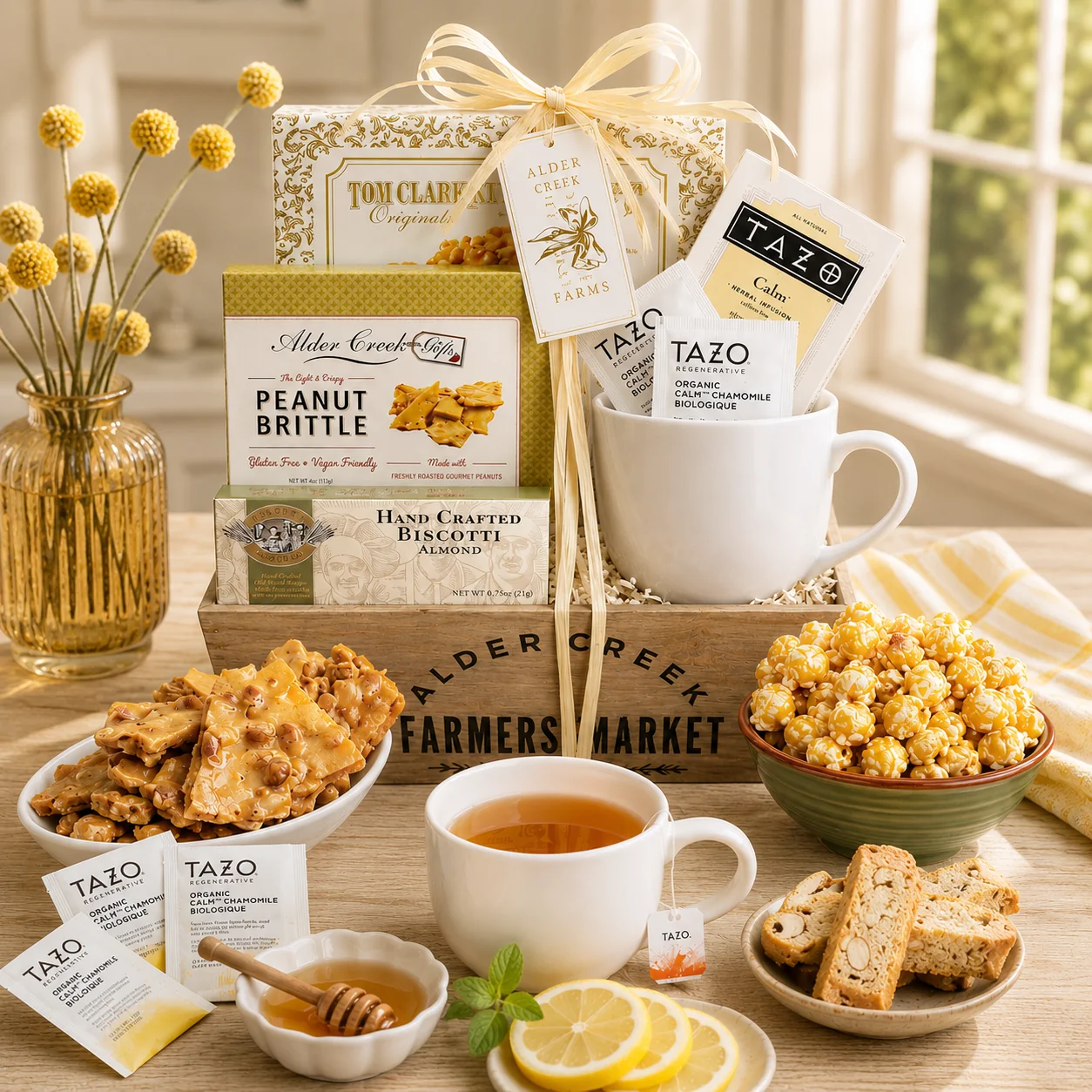 Organic Serenity Tea Crate Gift Basket First-Class