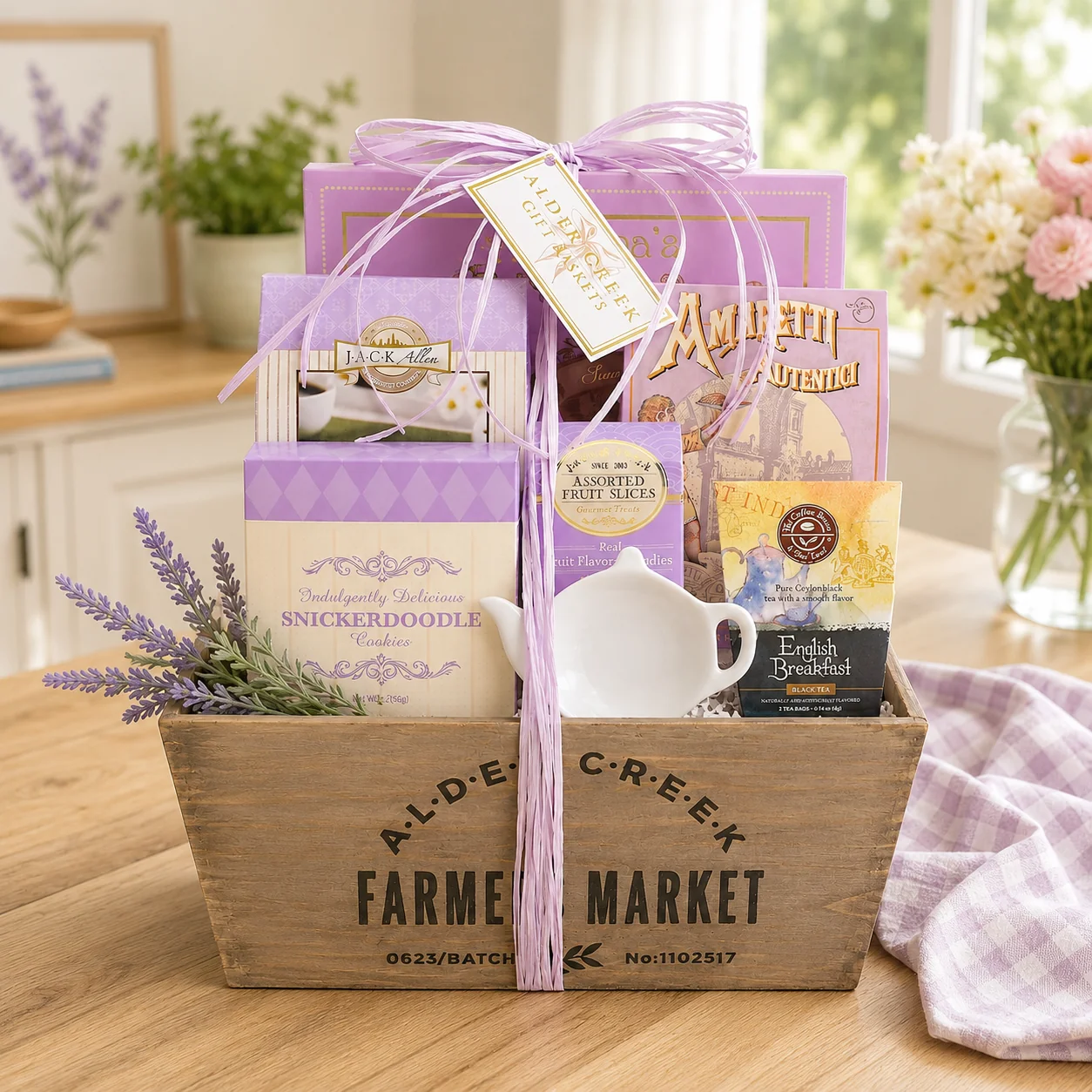 Refined Relaxing Lavender Tea Gift Basket High-End