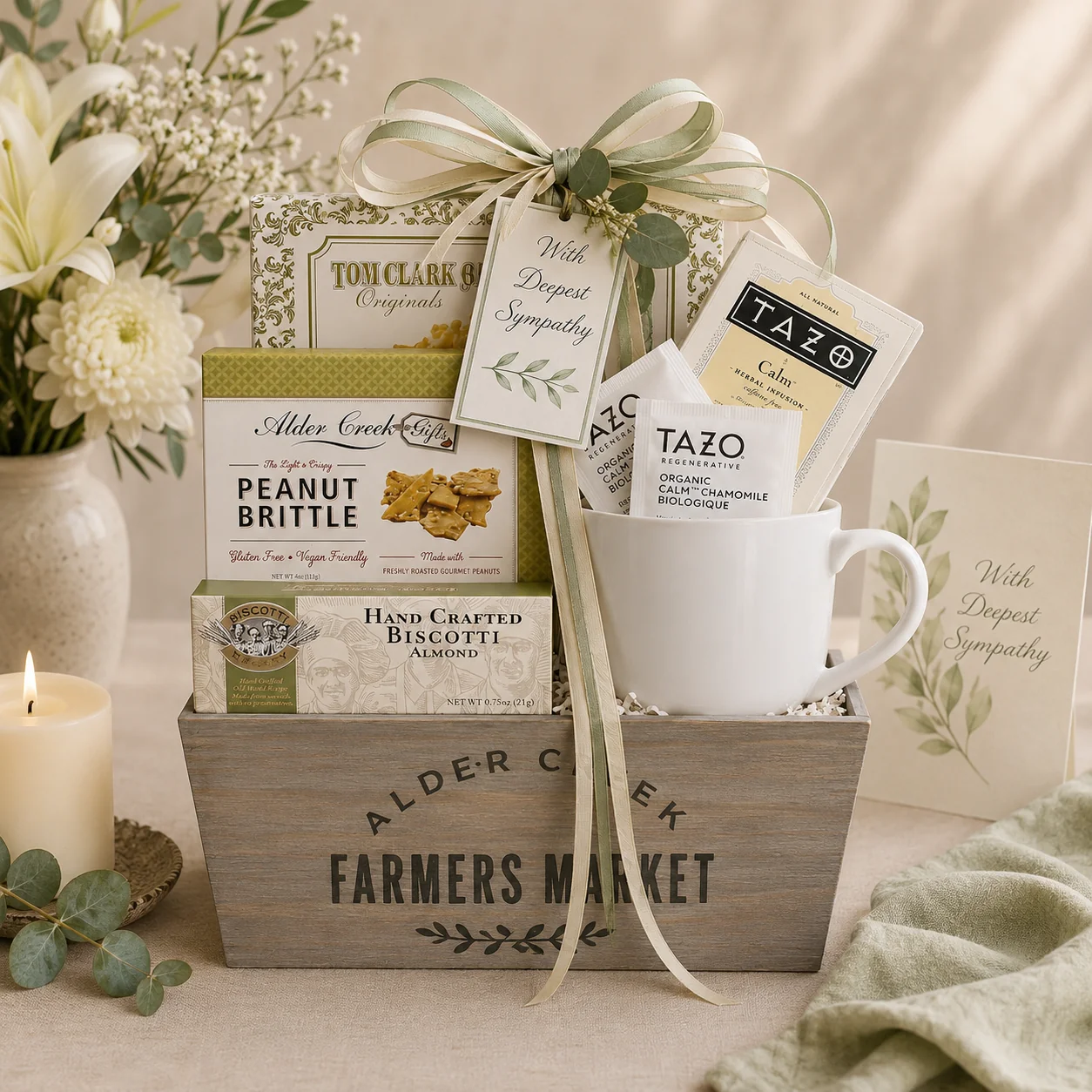 Authentic With Sympathy Tea Gift Basket Innovative