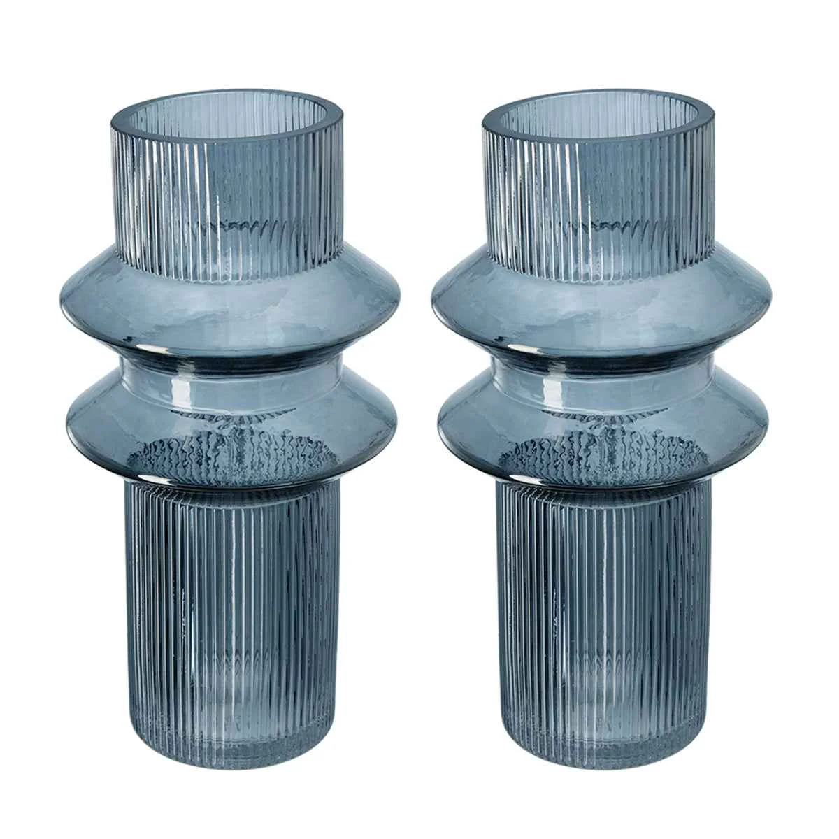 High-End D5.9×11.8 39 H Fluted Accent Vases with Ribbed Design Set of 2 Eco-Friendly