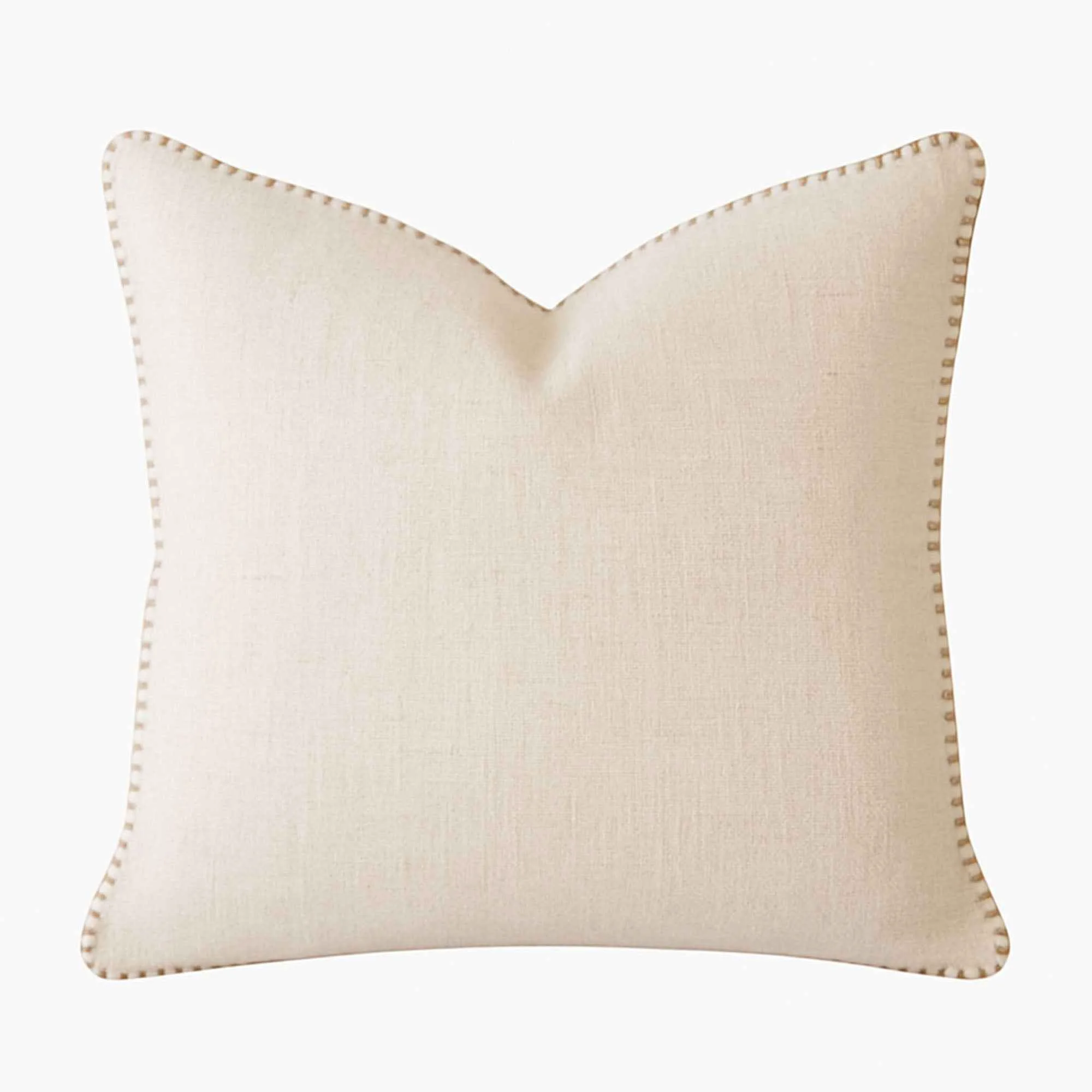 Soft Homey Cozy Throw Pillow With Decorative Stitching – Ivory Crafted