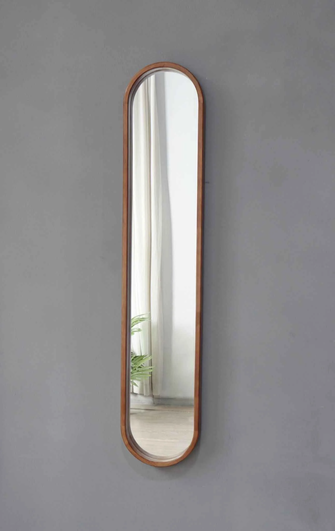 Dependable Decorative Rubber Frame Mirror With Elongated Oval Frame – Brown Innovative