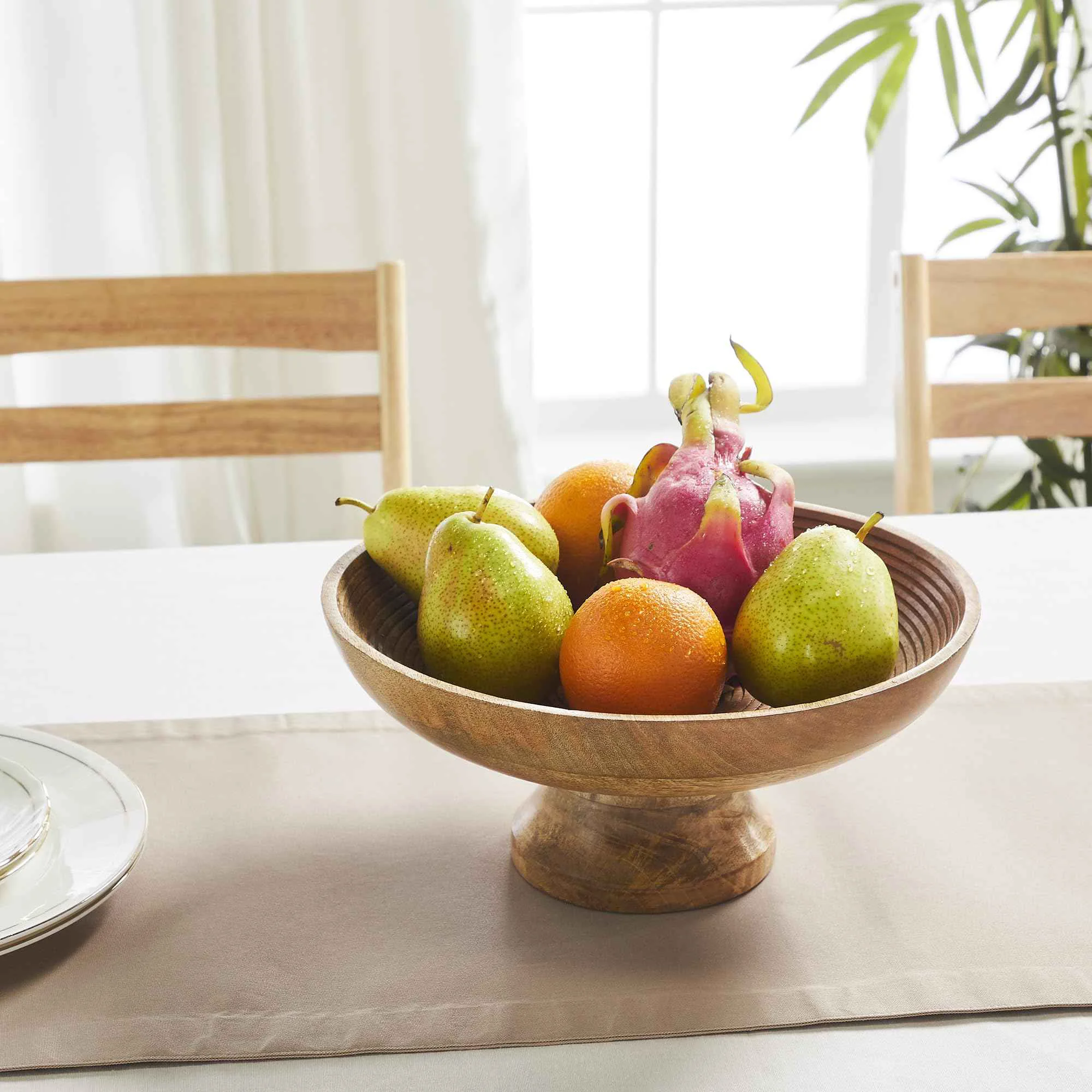 Advanced Ribbed Natural Wooden Farmhouse Accent Bowl High-Grade