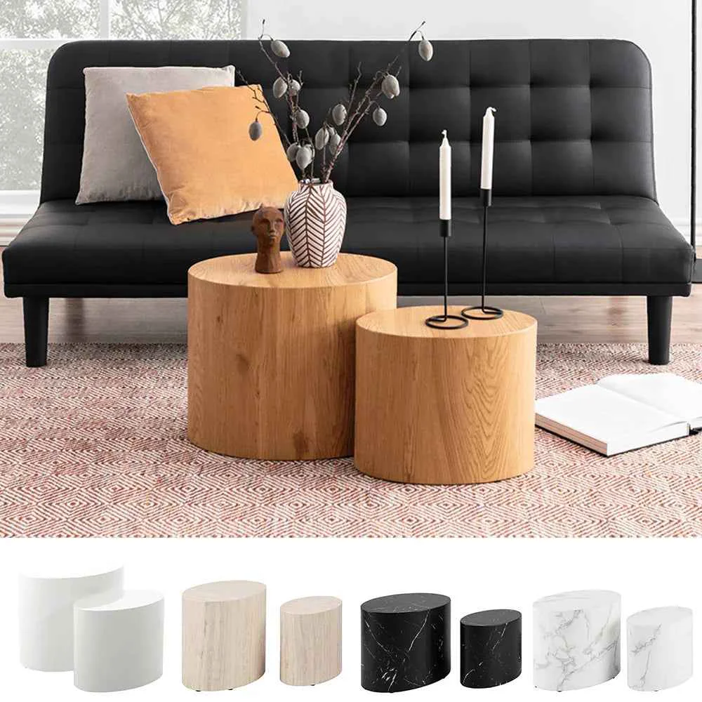 Practical Wooden Oval Coffee Table Set with Multiple Colors Organic