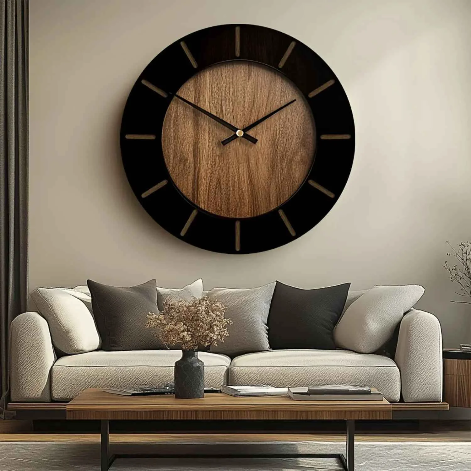 Long-Lasting Wooden Silent Wall Clock with Vintage Design Fine Crafted