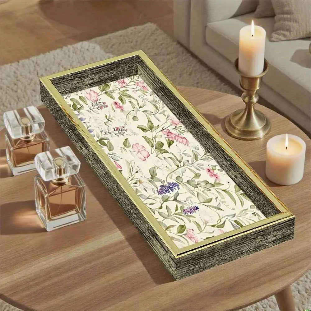 Healthy Serving Tray – Decorative Glass Golden Advanced