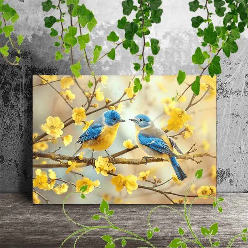 User-Friendly Canvas Painting – Decorative Wooden Two Birds Powerful