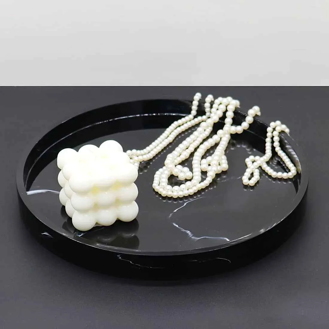 Natural 1pc Elegant Black Circular Resin Tray – 27.43cm Hand-Polished Multi-Purpose Vanity Organizer for Bathroom Kitchen amp Bedroom Decor – I for Jewelry Keys amp Accessories Storage Outstanding