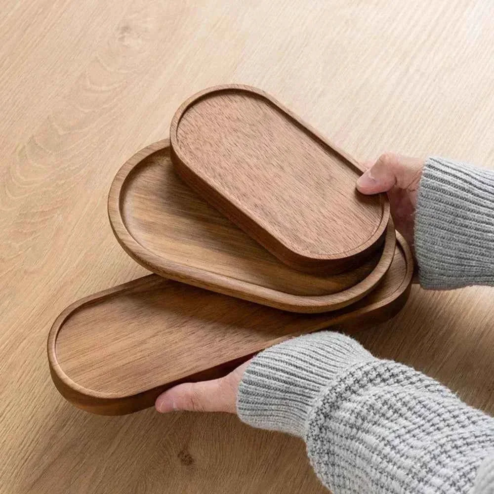 Trendy Serving Tray – Natural Wooden Oval High-Quality