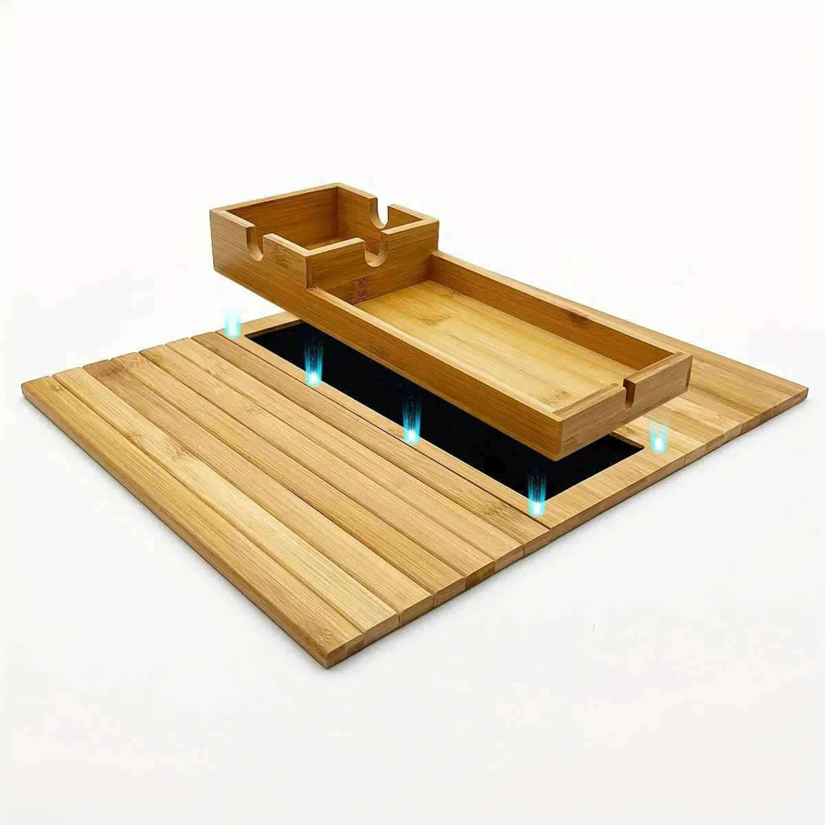 Premium Bamboo Sofa Armrest Tray with Removable Organizer for Couch Lovers Stylish